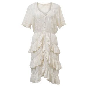 LoveShackFancy Tiered Ruffle Dress in Cream Cotton